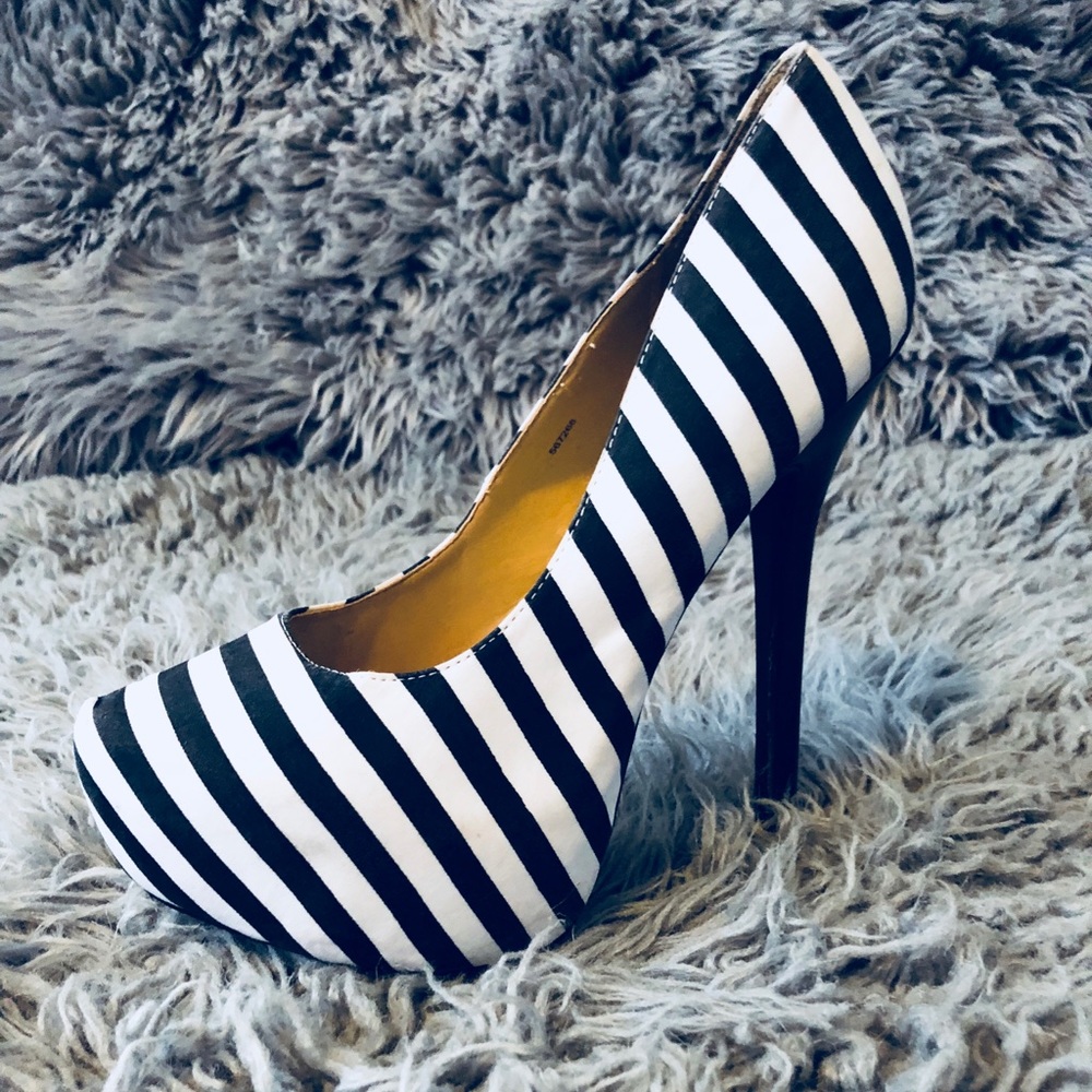 Black and White Striped Charlotte Russe Heels